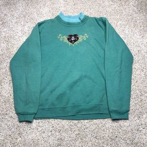 VINTAGE Morning Sun Crew Neck Sweater Womens Large Teal Green Long Sleeves